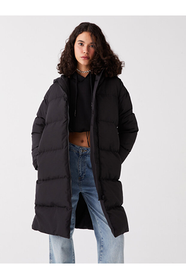 Women's Hooded Plain Puffer Coat