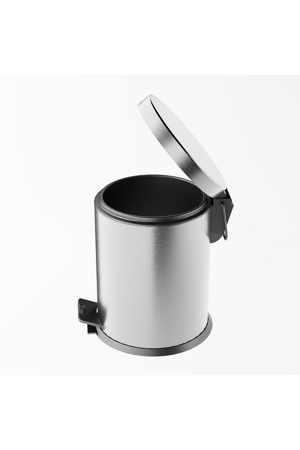 Paslanmaz Çelik Çöp Kovası-5 Litre Satine Yüzey & Pedal & Amortisör ve İç Kovalı Çöp Kutusu - 7