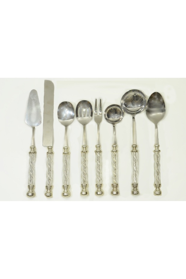 8 PIECES CRYSTAL SERVICE SET SILVER