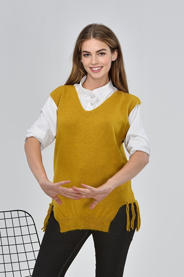 Kadın V Yaka Triko Süveter - 2