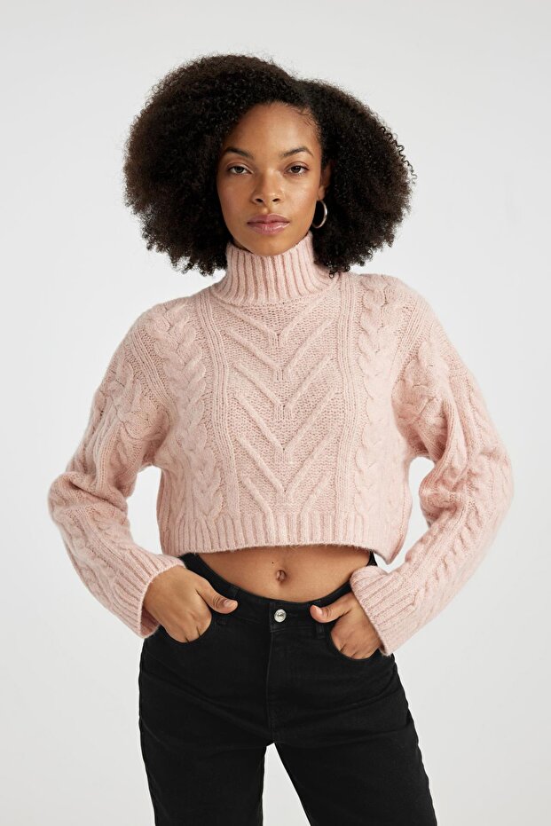 Strickpullover mit normaler Passform und halbem Rollkragenpullover B5443ax23wn - 1