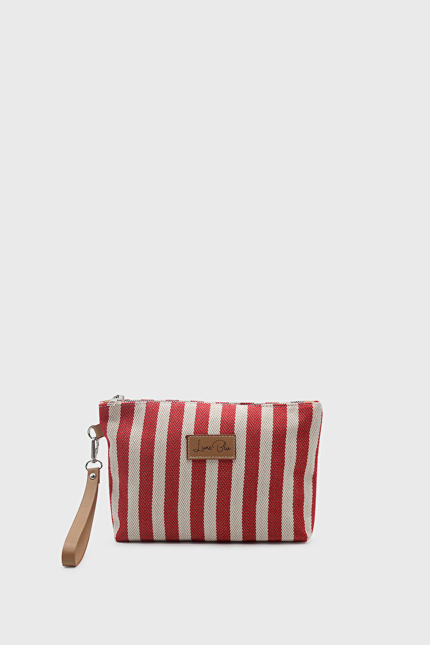 Women's Striped Linen Clutch Bag