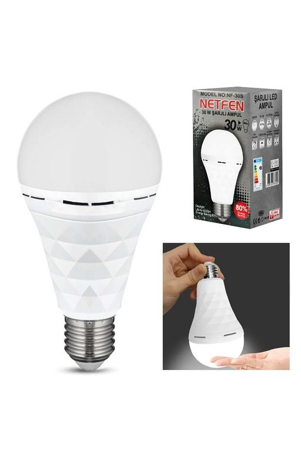 ŞARJLI LED AMPÜL 220V 30W BEYAZ E27 NETFEN - 1