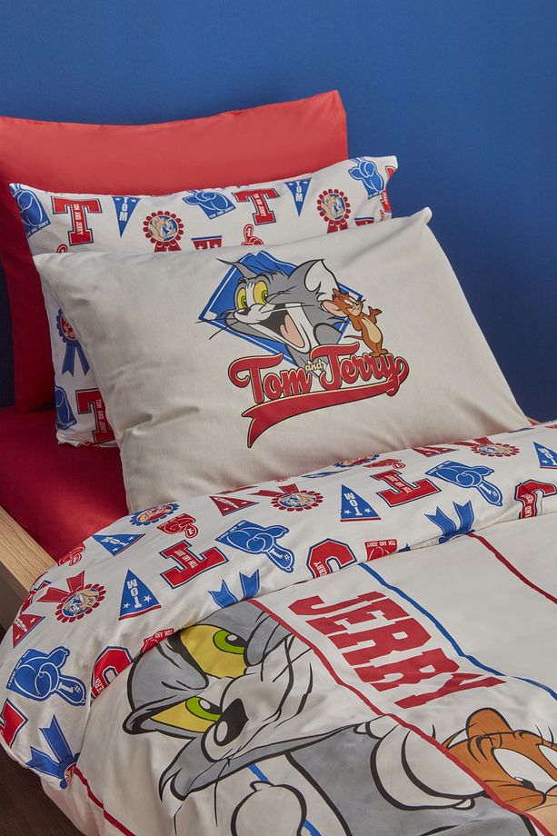 Tom ve Jerry Time To Shool %100 Pamuk Tek Kişilik Nevresim Takımı - 2