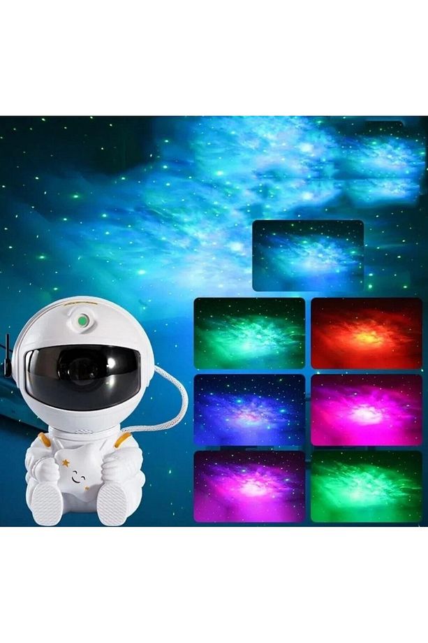Mini Boy Astronot Projektör Gece Masa Lambası Galaxy Gökyüzü Nebula Projeksiyon Kumandalı Aydınlatma - 8