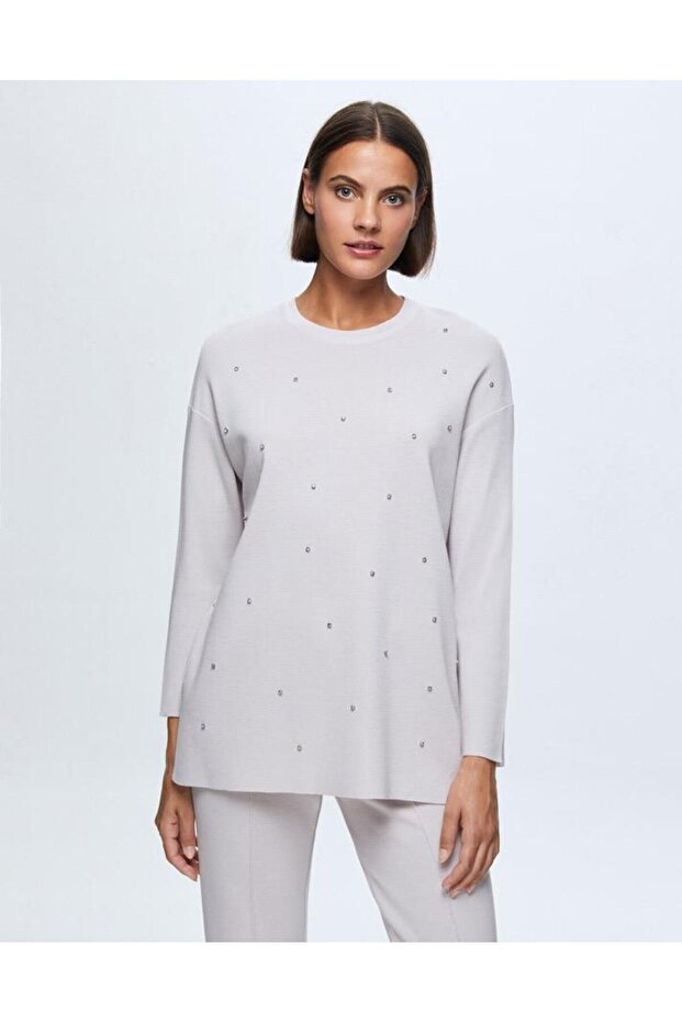 Kadın Önü Taşlı Basic Tunik - 1