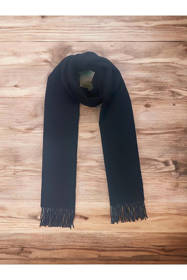 %100 Yün Siyah Kaşkol - 1