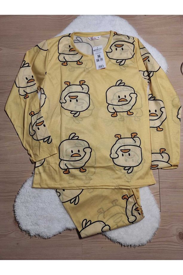 Civciv Baskılı Pamuklu Pijama Takımı - 6