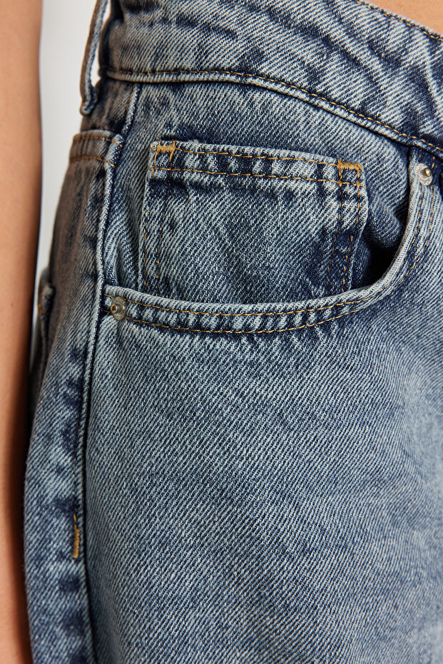 Mavi Düşük Bel Loose Baggy %100 Pamuk Non-Stretch Jeans TWOSS24JE00038 - 4