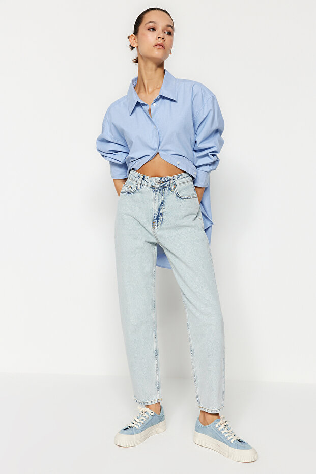Light Blue High Waist Mom Jeans TWOSS24JE00026