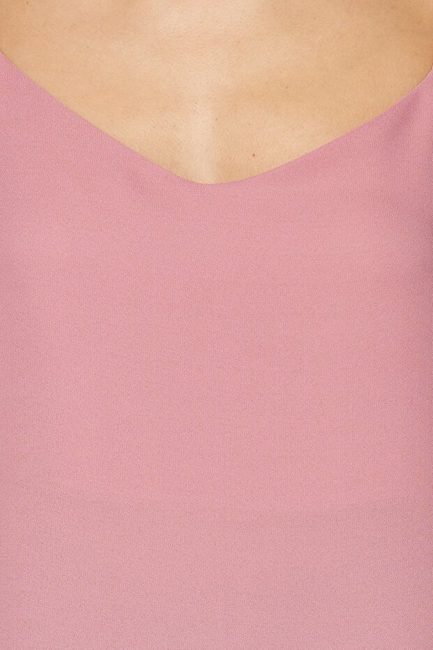 Açık Pembe Basic Askılı Dokuma Bluz TWOSS19BB0224 - 4