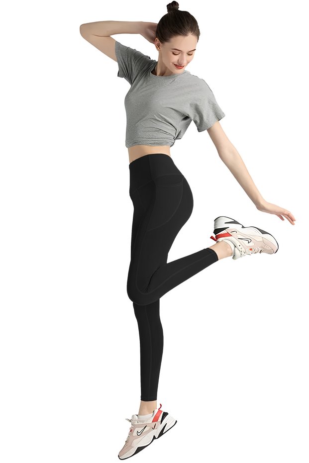 Women's High Waist Recovery Double Pocket Gym Fitness Running Sports Tights