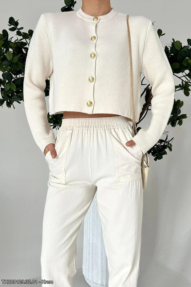 Plain Buttoned Cardigan - 1