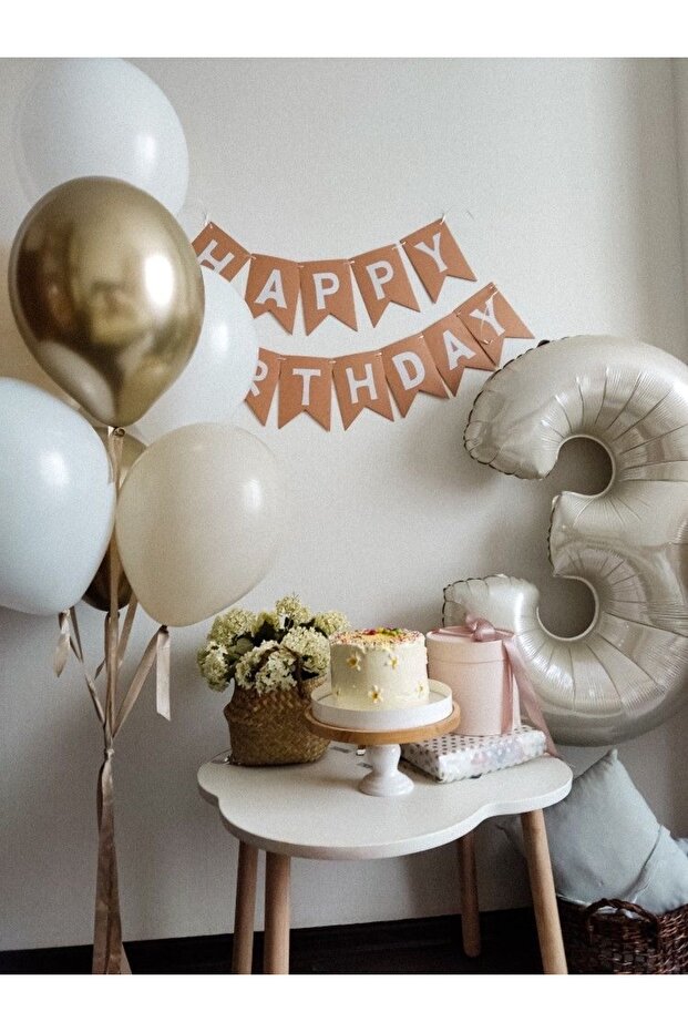Retro 3 Year Old Lettering Fancy Party Set Brown Tones