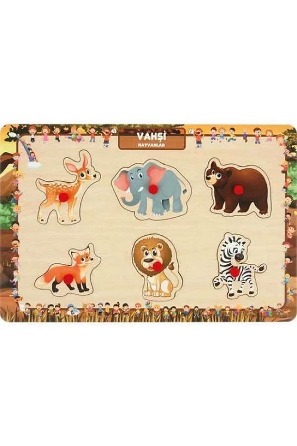 Tutmalı Ahşap Puzzle Vahşi Hayvanlar - 1