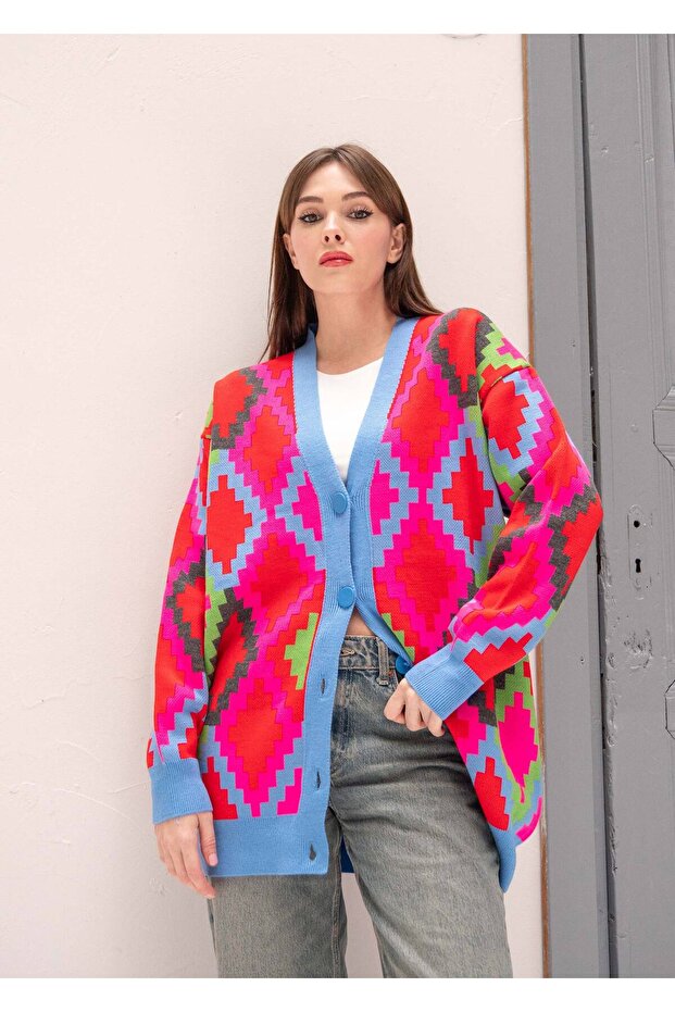 Patterned Cardigan - 1