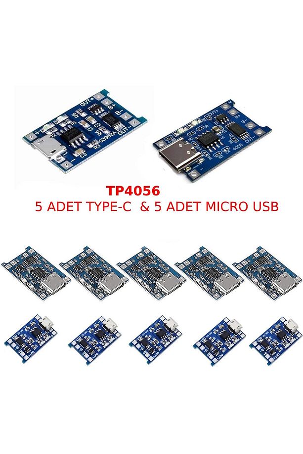 Tp4056 5 Adet Tp4056 Type-c Ve 5adet Tp4056 Mıcro Usb 18650 Lityum Pil Şarj Devresi Şarj Modülü - 1