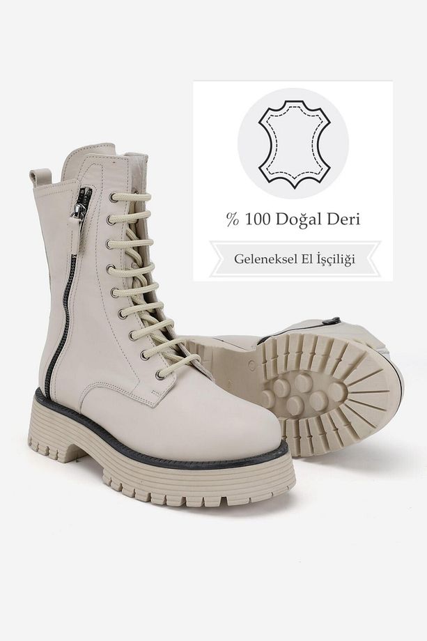 KADIN BEJ HAKİKİ DERİ 36-41 NUMARA BAĞCIKLI BOT & BOOTİE - 3