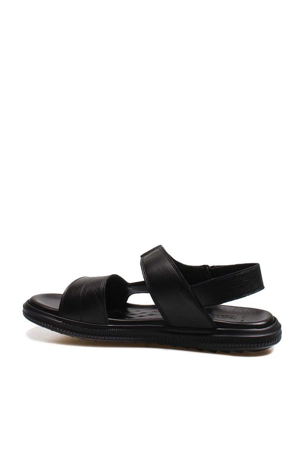 Tugerdi Hakiki Deri Siyah Hafif Taban Kaliteli Klasik Erkek Sandalet TG0901813418 53 - 4