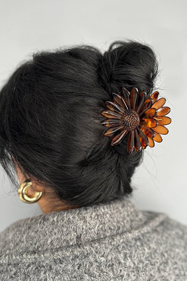 Brown Flower Figured Leopard Patterned Peg Buckle - 3