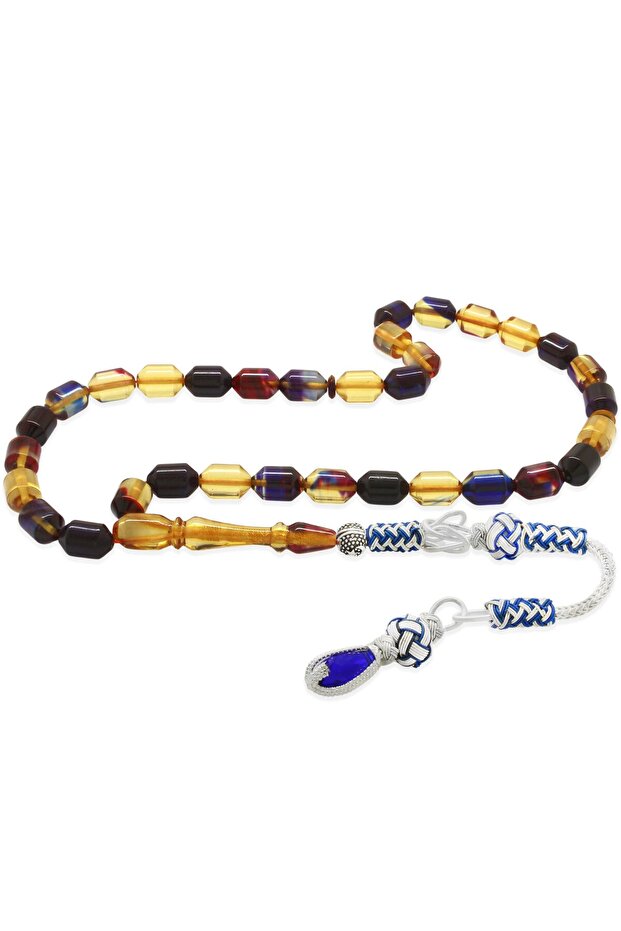 Copper Kazaz Tasseled Tip Capsule Cut Bonibon Fire Amber Prayer Beads