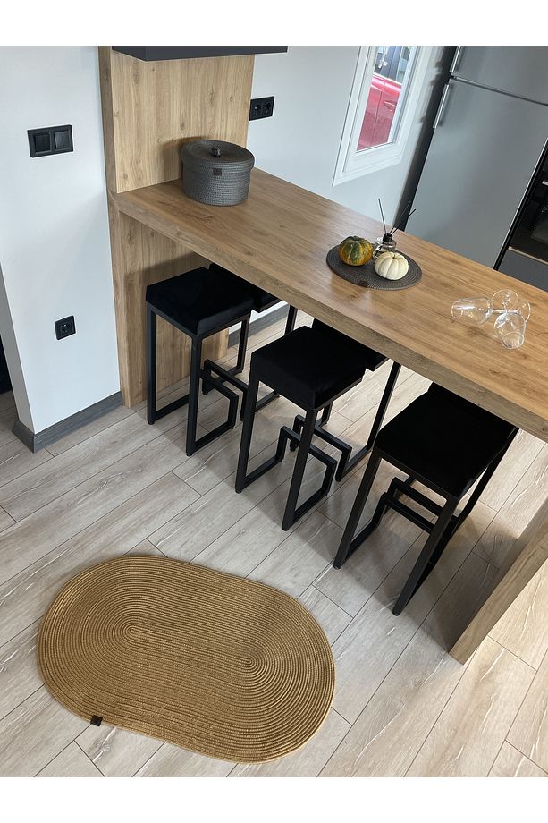 Jüt, Desenli Kapı Önü, Paspas, Banyo Paspası, Balkon Paspası Düz Desen Hasır Görünümlü Paspas - 3