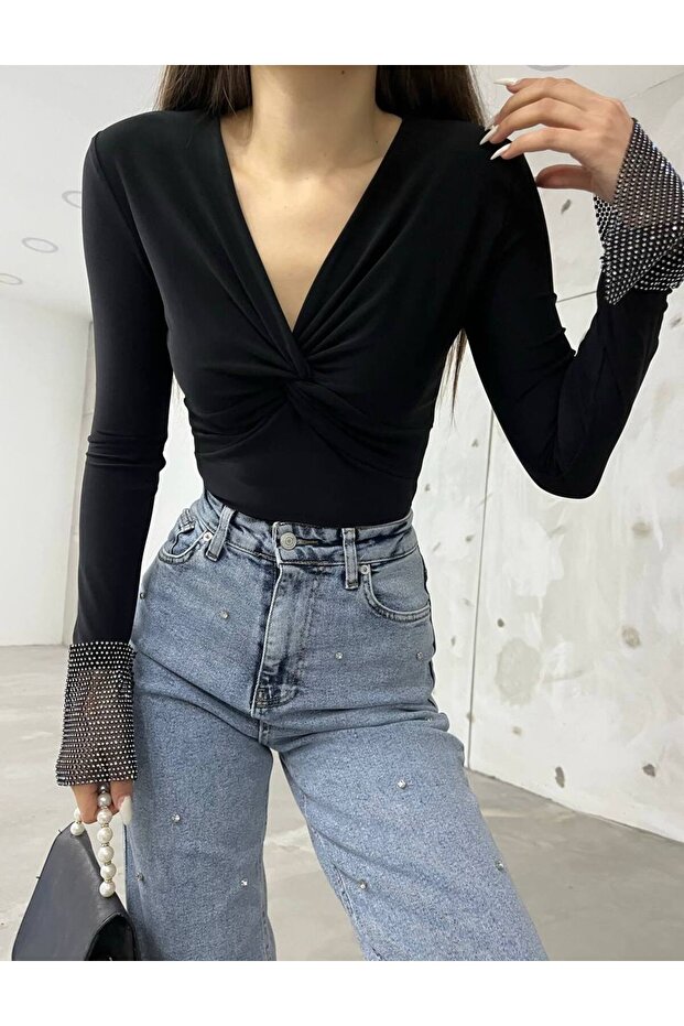Tied Cuff Stone Blouse
