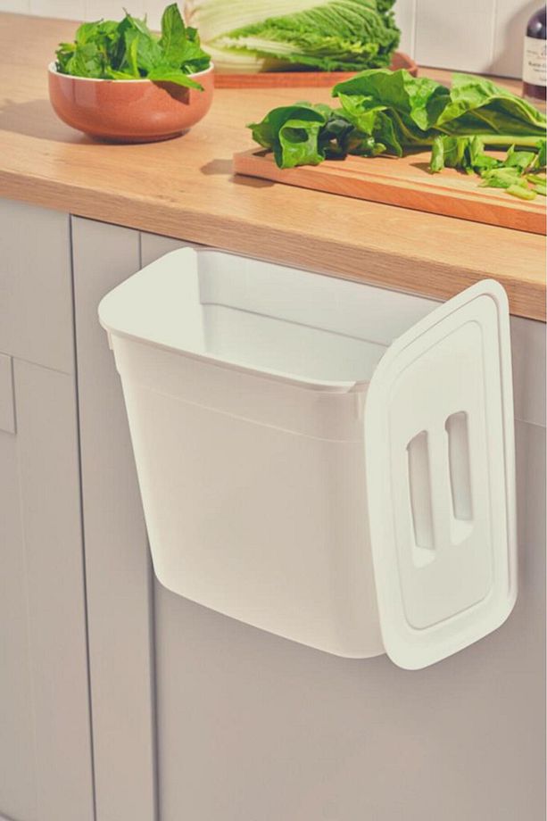 Dolap İçi Kapaklı Asılabilir Çöp Kovası, Dolap Kapağı Askılı Çöp Kutusu 7 litre - 3