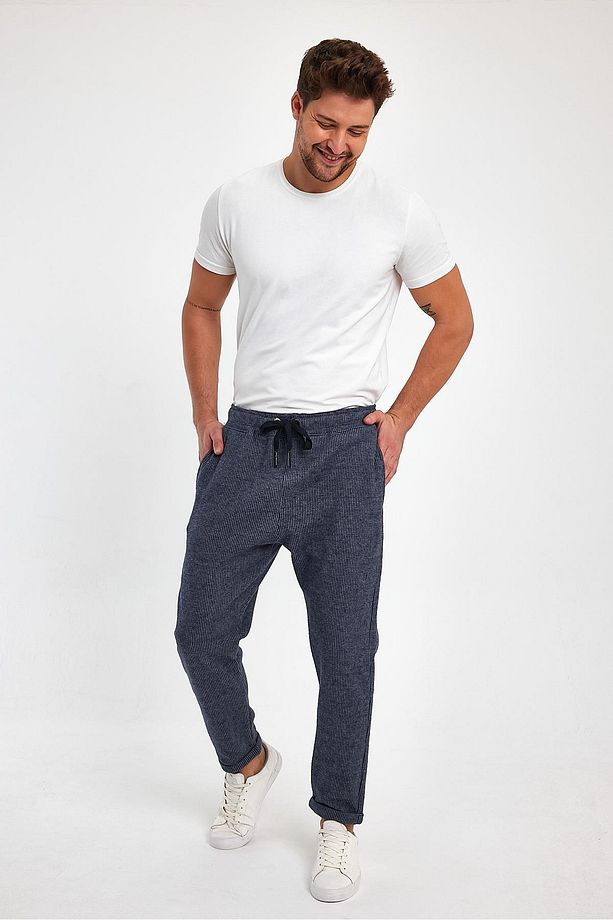 BELİ LASTİKLİ BAĞCIKLI DUBLE PAÇA PANTOLON (E23-50902) - 4