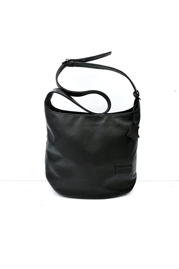 Women's Black Genuine Leather Strap Shoulder Bag