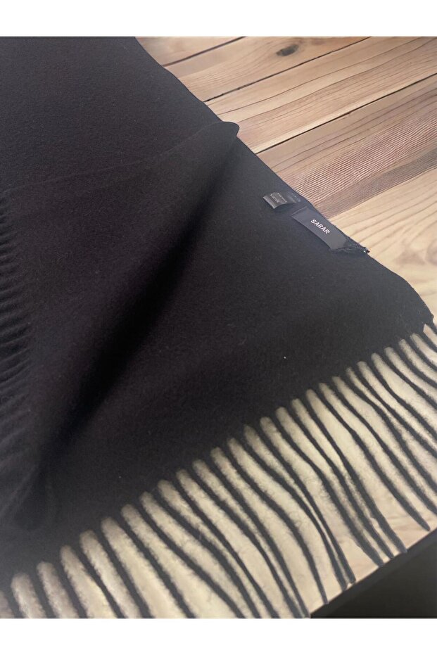 %100 Yün Siyah Kaşkol - 3