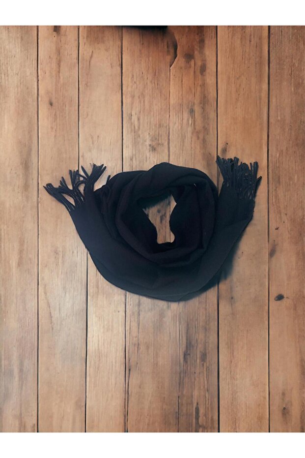 %100 Yün Siyah Kaşkol - 2