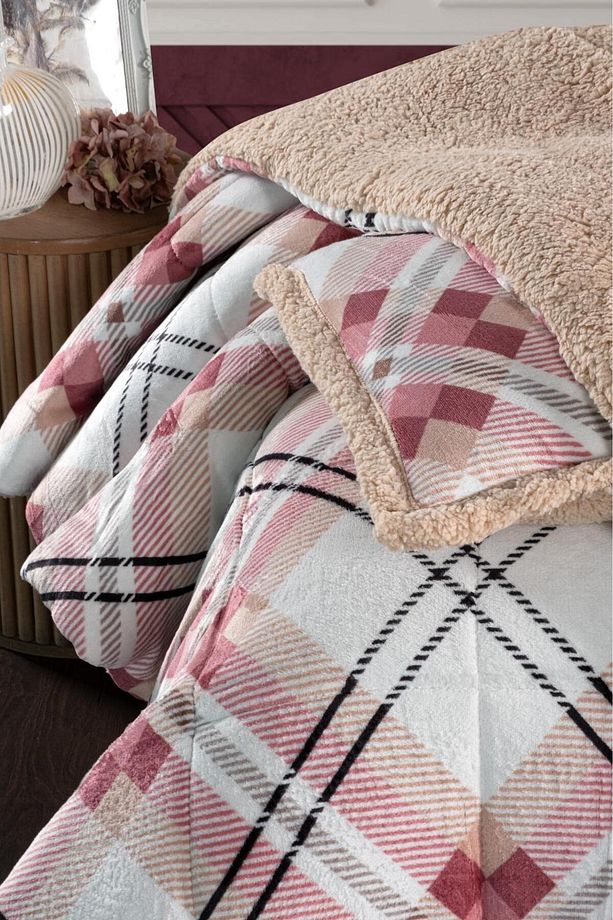 Tek Kişilik 2 Parça Desenli Battaniye Seti / 180x230 Cm 1 Adet Yorgan 1 Adet 50x70 Yastık - 2