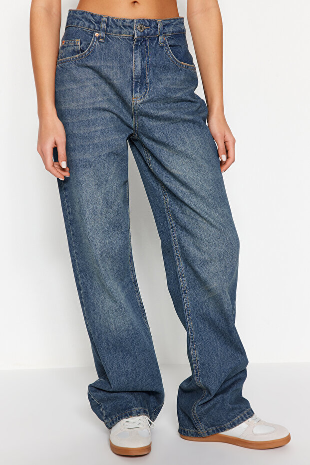 Bardziej ekologiczne dżinsy Mavi Soluk Efekt Vintage z wysokim stanem i szerokimi nogawkami TWOSS24JE00050 - 8