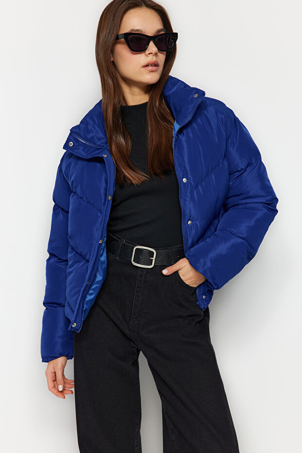 Cobalt Blue Regular Water Repellent down Coat Twoaw24Mo00048