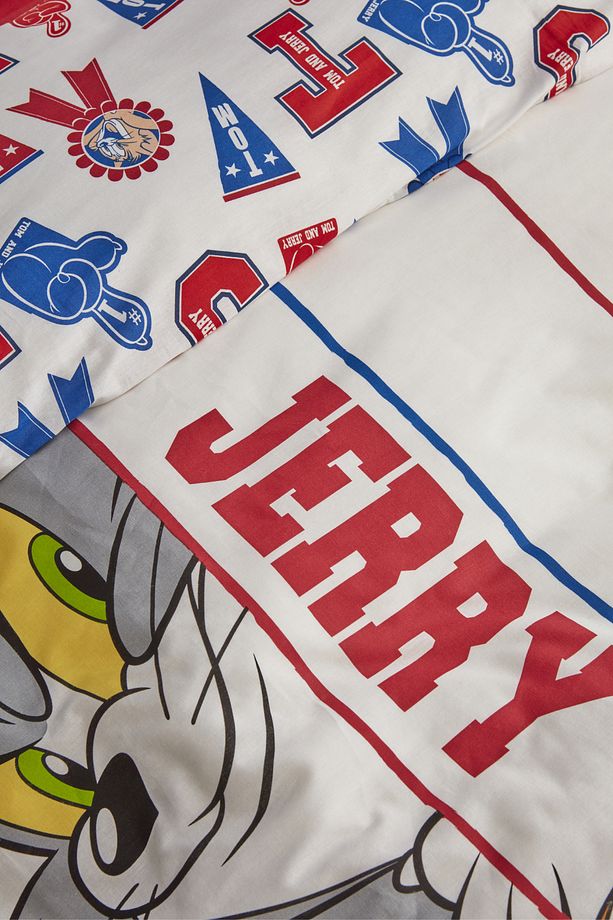 Tom ve Jerry Time To Shool %100 Pamuk Tek Kişilik Nevresim Takımı - 4