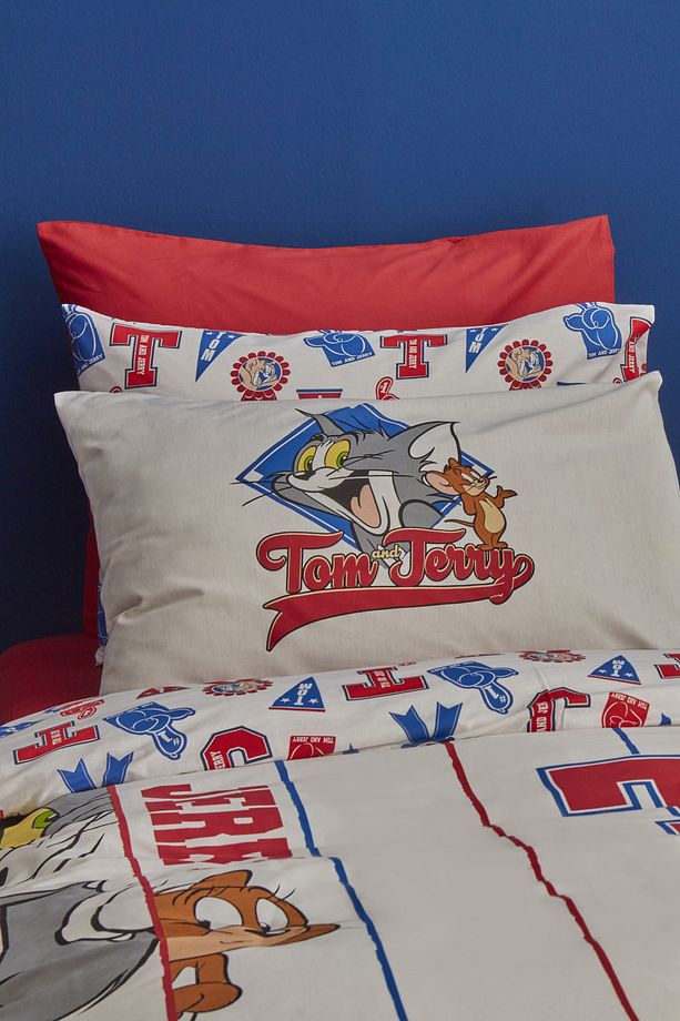Tom ve Jerry Time To Shool %100 Pamuk Tek Kişilik Nevresim Takımı - 3