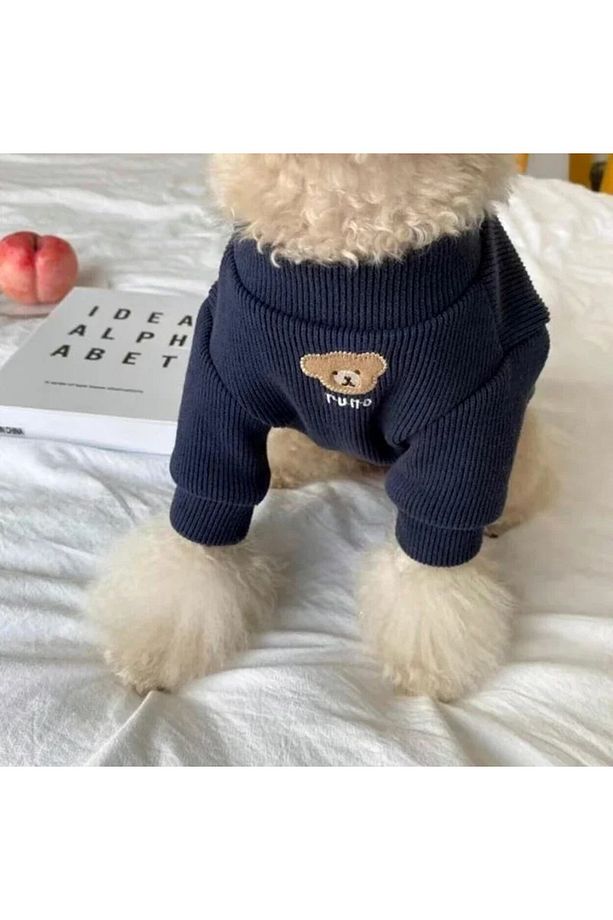 Köpek Giysileri Kış Teddy Alt Köpek Gömlek Yavru Bira Örme Iki Bacaklı Giysi Pomeranian Köpek - 1