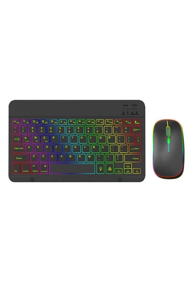 Samsung Galaxy Tab A9 SM-X110 Uyumlu Aydınlatmalı Kablosuz Bluetooth Klavye+mouse Set - 2