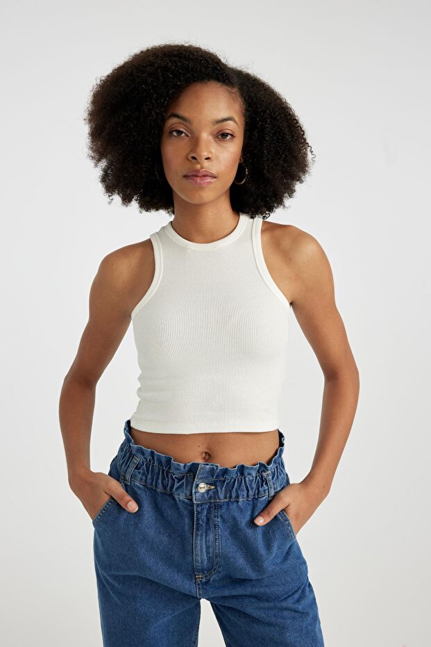 Fitted Halter Neck Ribbed Camisole Athlete U0357az23wn