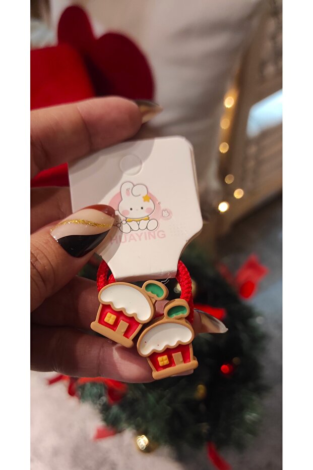 Christmas Christmas Themed Small House Patterned Girl's Elastic Buckle (Price is for 1 Pair)