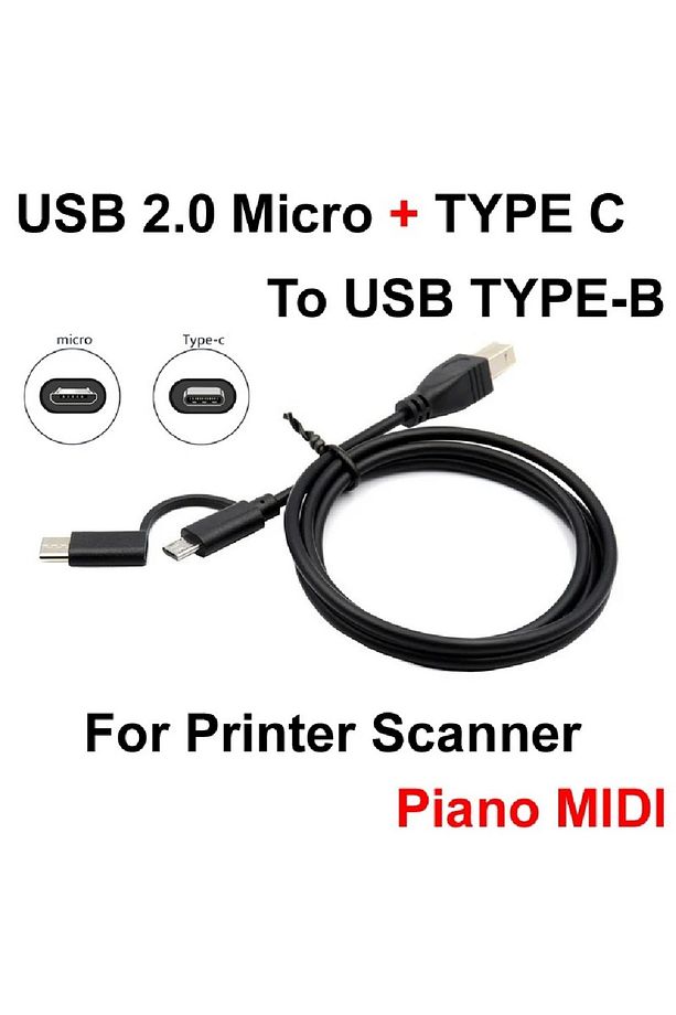 5133 Type C + Micro Usb Yazıcı Printer Piyano Midi Bağlantı Kablosu - 7