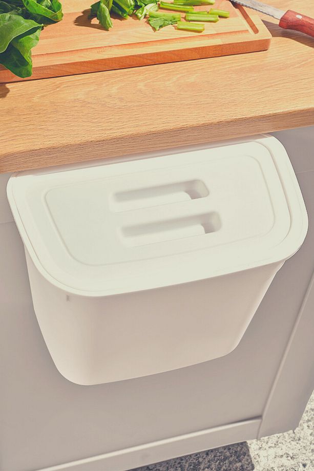 Dolap İçi Kapaklı Asılabilir Çöp Kovası, Dolap Kapağı Askılı Çöp Kutusu 7 litre - 5