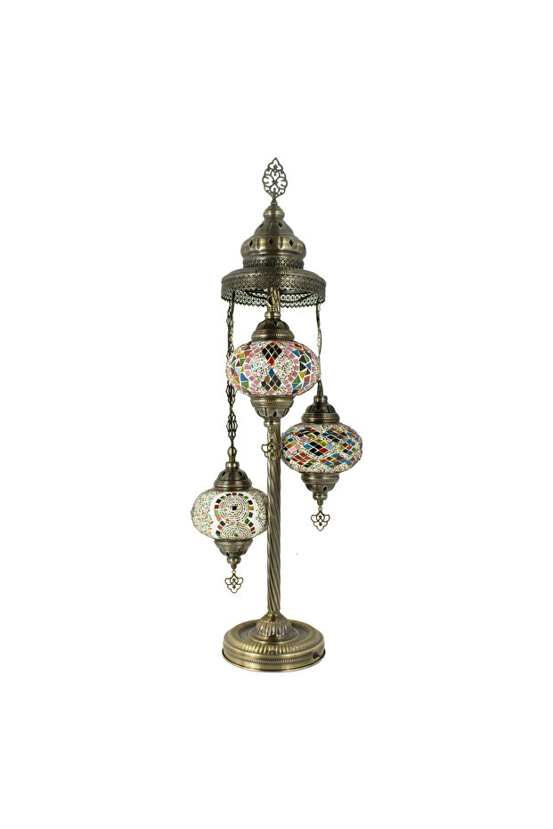 Osmanlı Fas El Yapımı Mozaik Lambader, Eskitme Ayaklı Köşe Lambası - 3