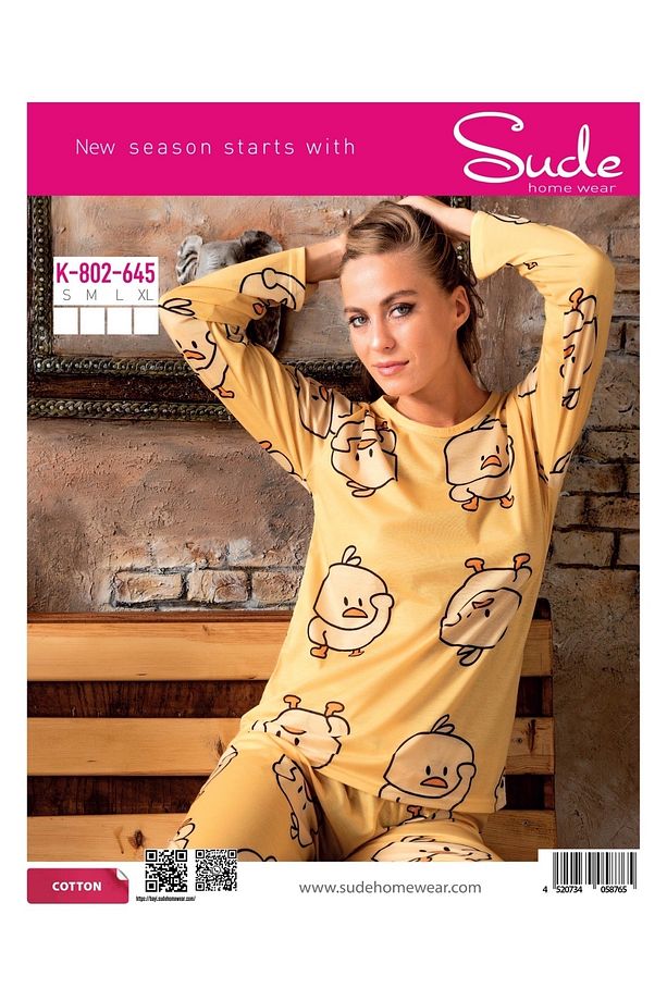 Civciv Baskılı Pamuklu Pijama Takımı - 4