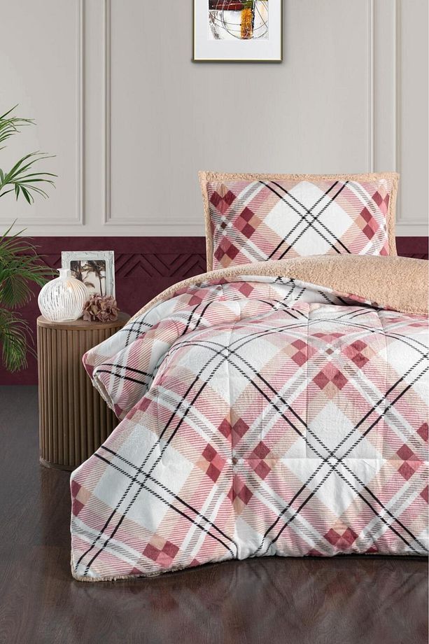 Tek Kişilik 2 Parça Desenli Battaniye Seti / 180x230 Cm 1 Adet Yorgan 1 Adet 50x70 Yastık - 1