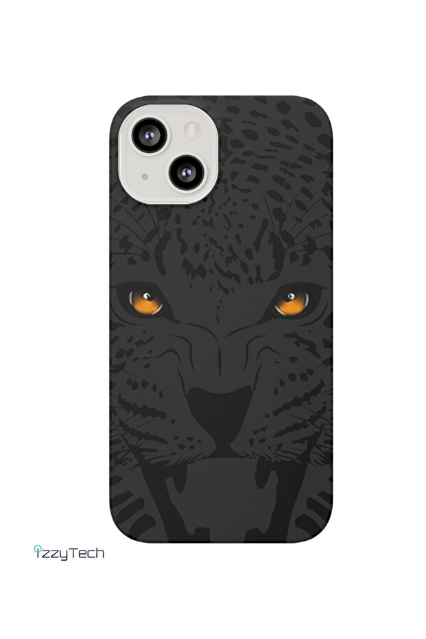 حافظة إطلاق بنمط النمر الأسود المخملي المتوافقة مع هاتف iPhone 14 - 1