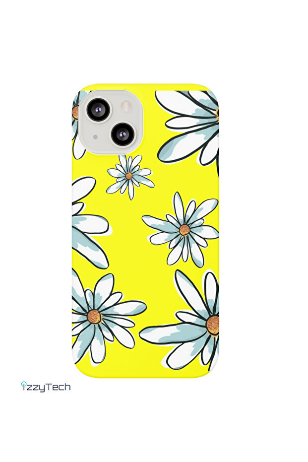 حافظة إطلاق متوافقة مع هاتف آيفون 14 مع زهور صفراء مخملية بالداخل - 1