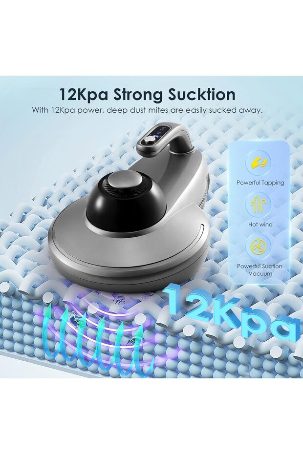 Ultrason ve UV ışığına sahip mite elektrikli süpürge, 500W 12kpa, akıllı LED ekranlı - 7