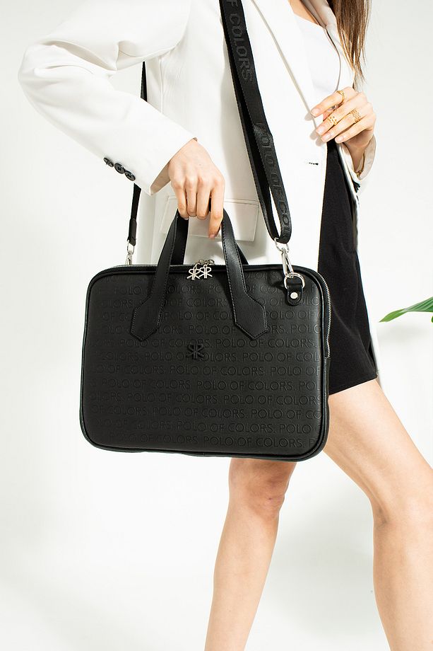 Joyce SiyahGofraj Baskı Unisex Netbok Ve Evrak Çantsı 28x37 Ebatında - 1